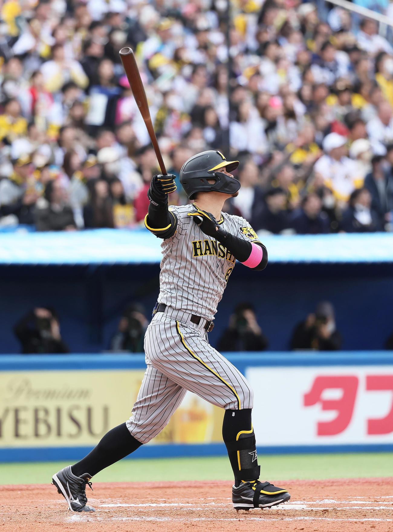 ヤクルト対阪神　7回表阪神無死一塁、佐藤輝は2点本塁打を放つ（撮影・足立雅史）