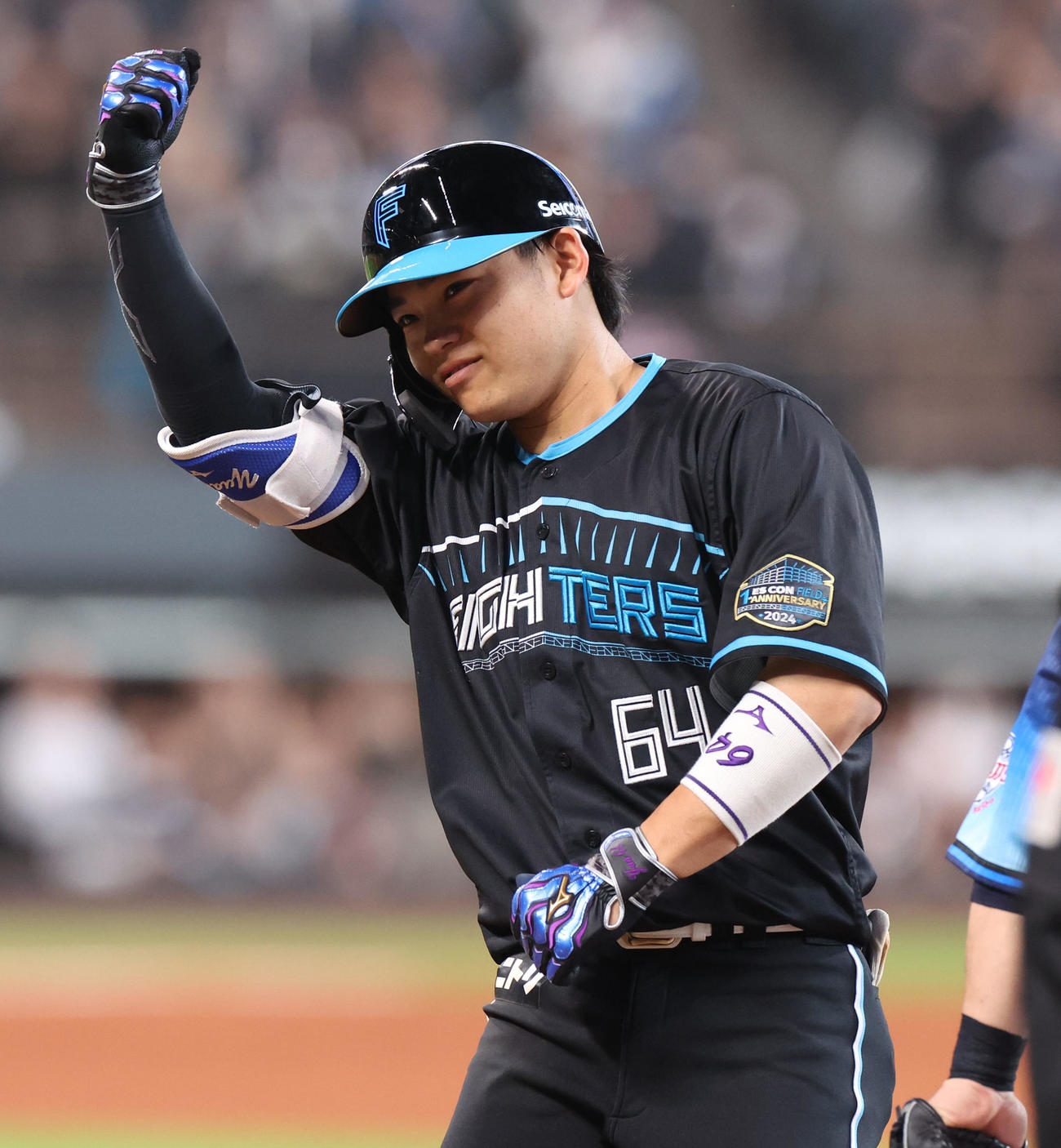 日本ハム対西武　9回裏日本ハム無死一、二塁、田宮は右前打を放つ（撮影・佐藤翔太）