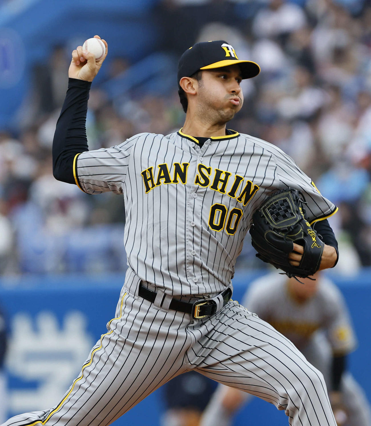 ヤクルト対阪神　8回、4番手で登板した阪神ゲラ（撮影・藤尾明華）