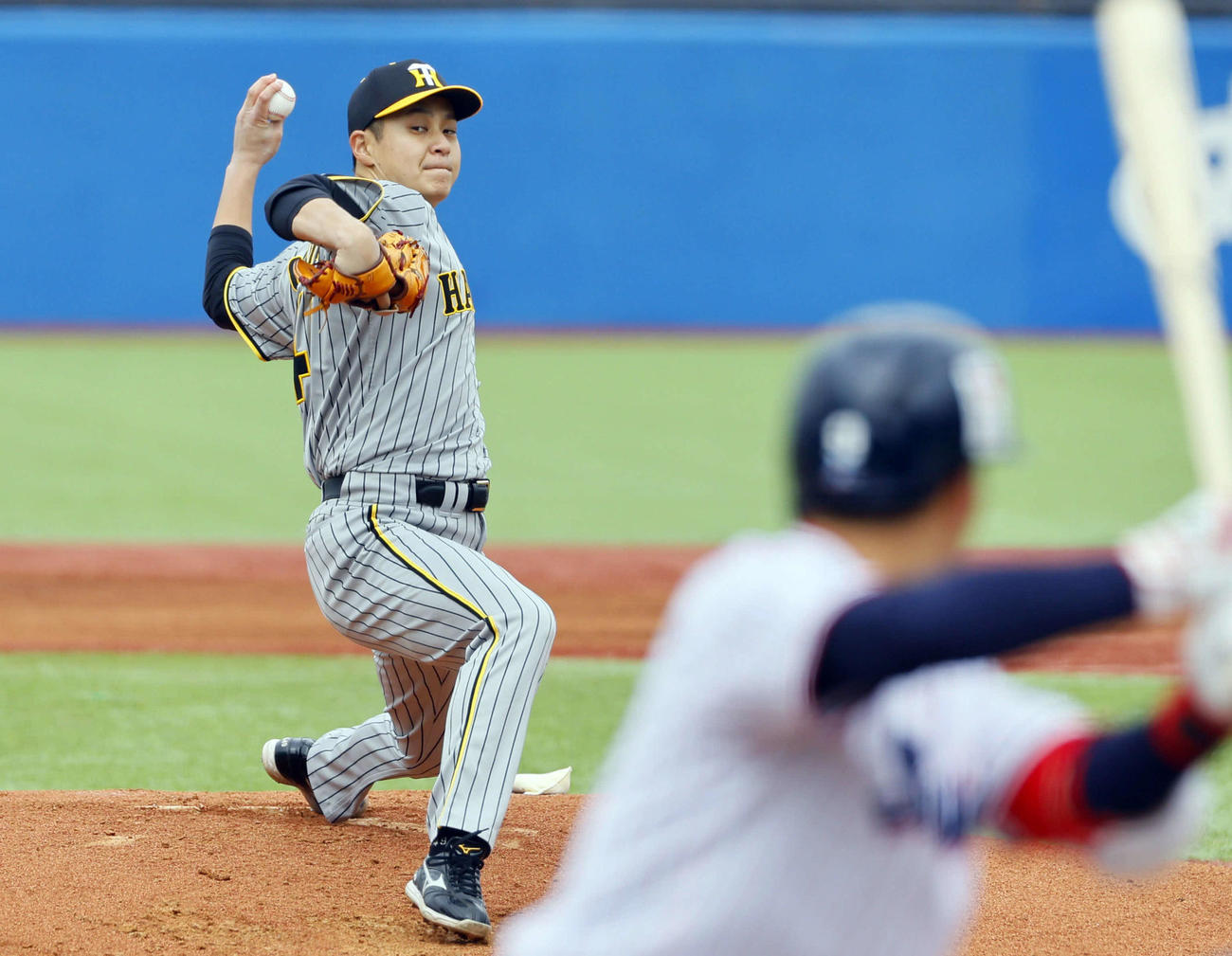ヤクルト対阪神　ヤクルト戦に先発し、今季初勝利を挙げた大竹（撮影・藤尾明華）