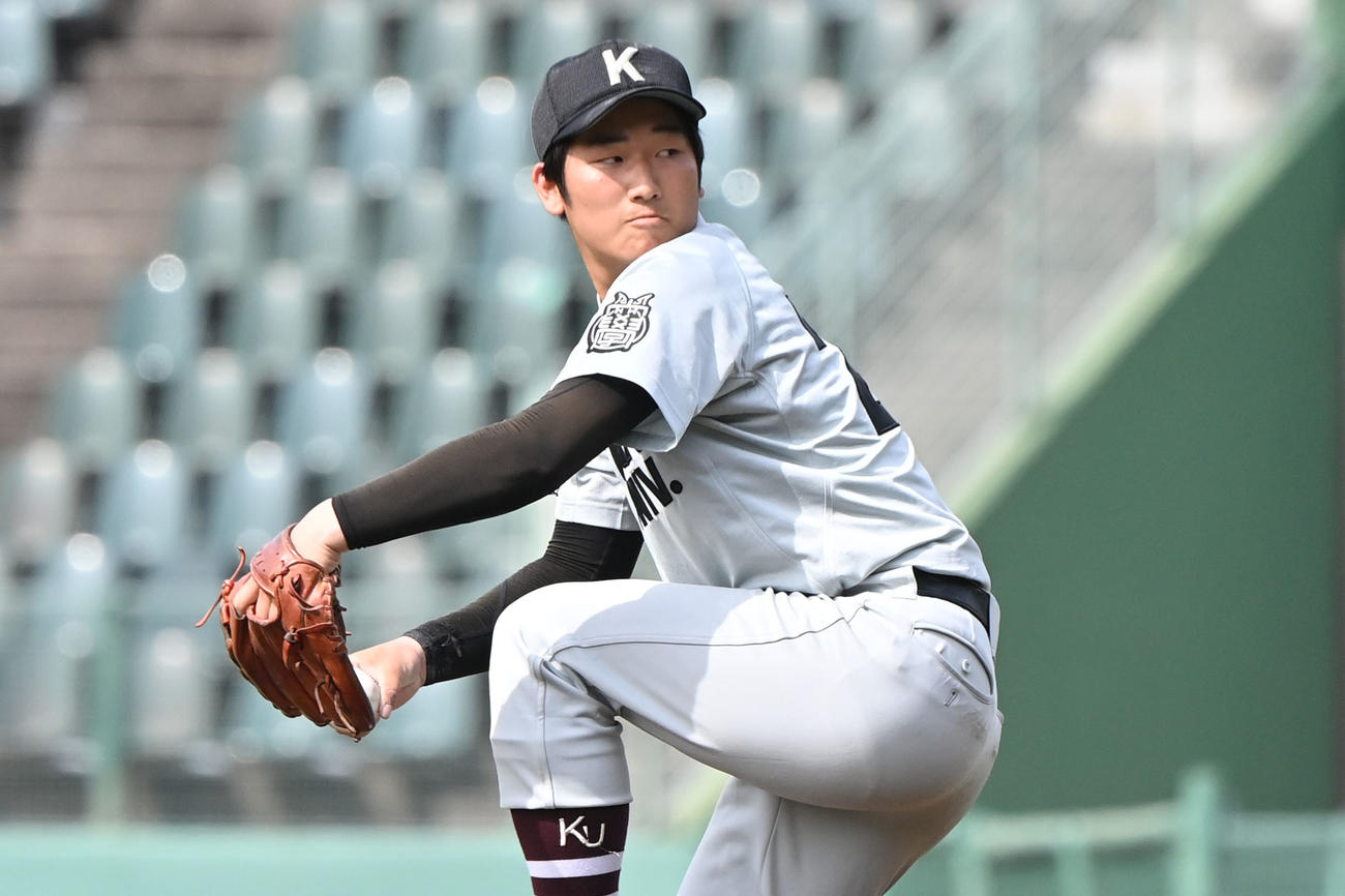 関国大対甲南大　甲南大先発の大森幌（撮影・滝沢美穂子