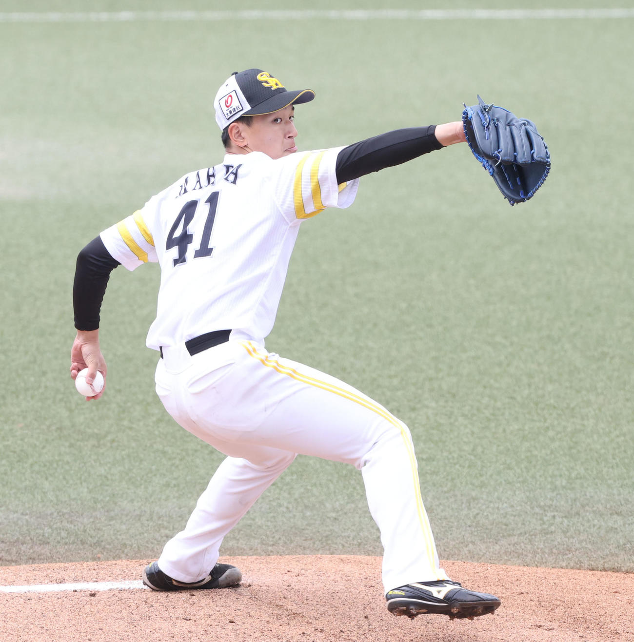シート打撃に登板した前田悠（撮影・梅根麻紀）
