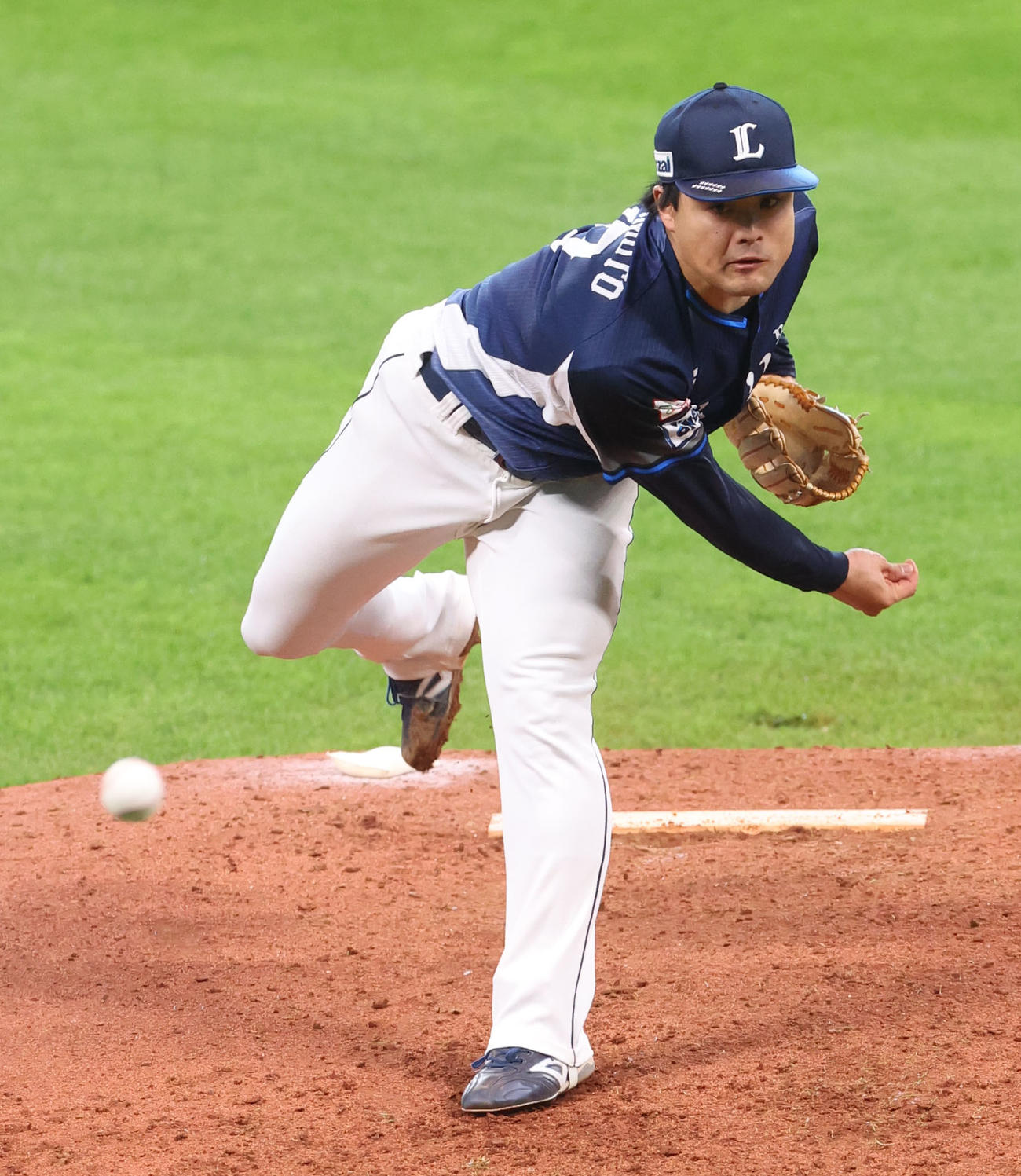 日本ハム対西武　力投する西武先発の松本（撮影・佐藤翔太）