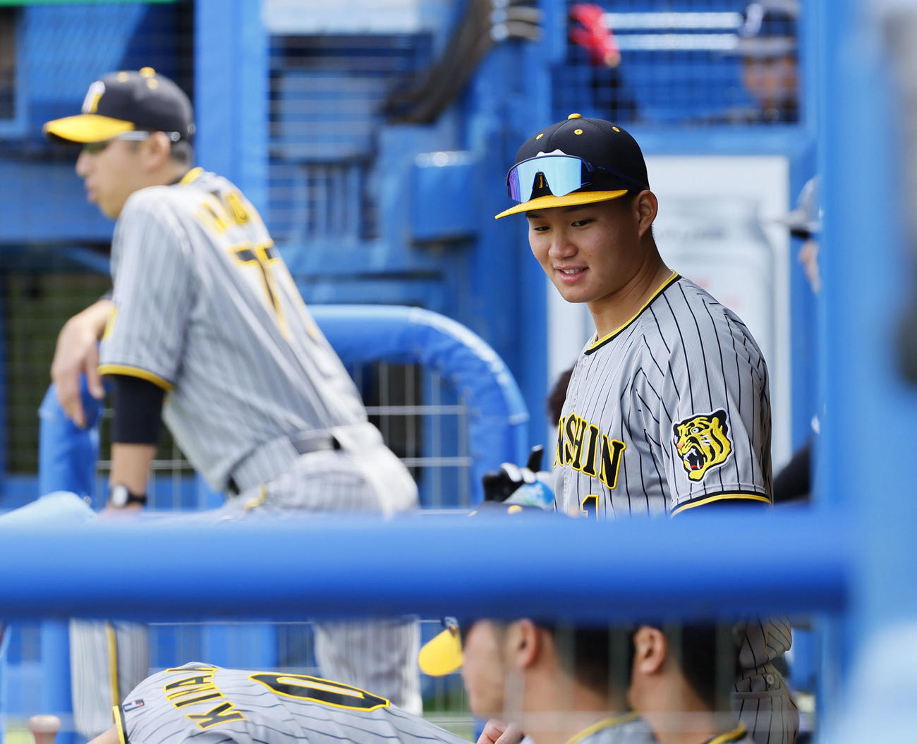 ヤクルト対阪神　1回、スタメンを外れた阪神森下（撮影・藤尾明華）
