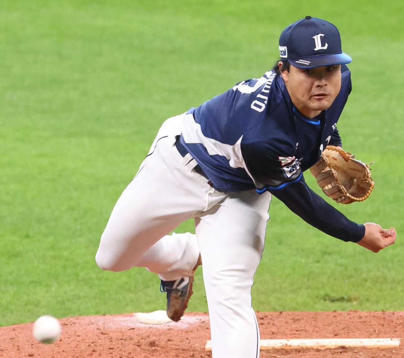 日本ハム対西武　力投する西武先発の松本（撮影・佐藤翔太）