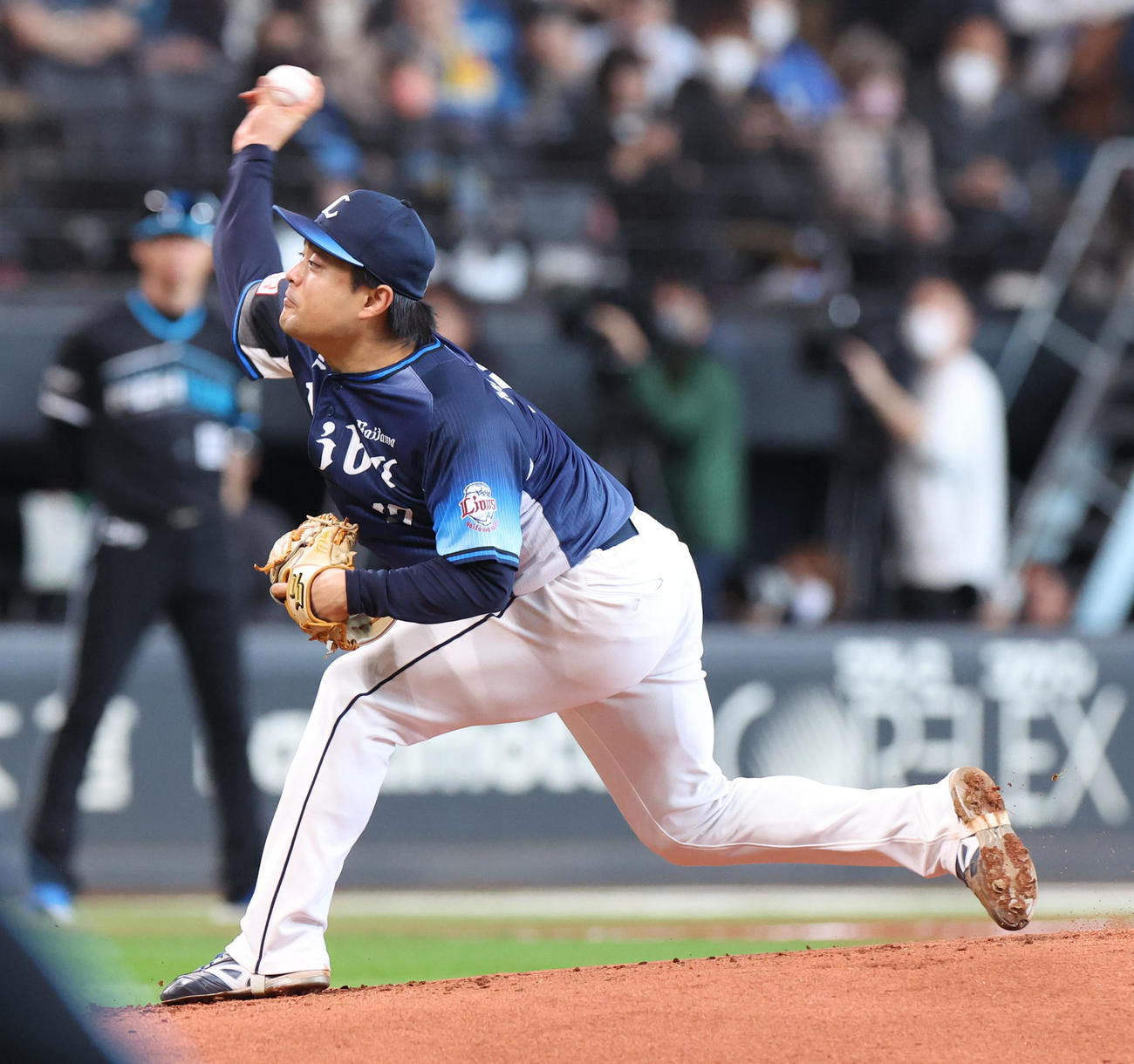 日本ハム対西武　西武先発の松本（撮影・佐藤翔太）
