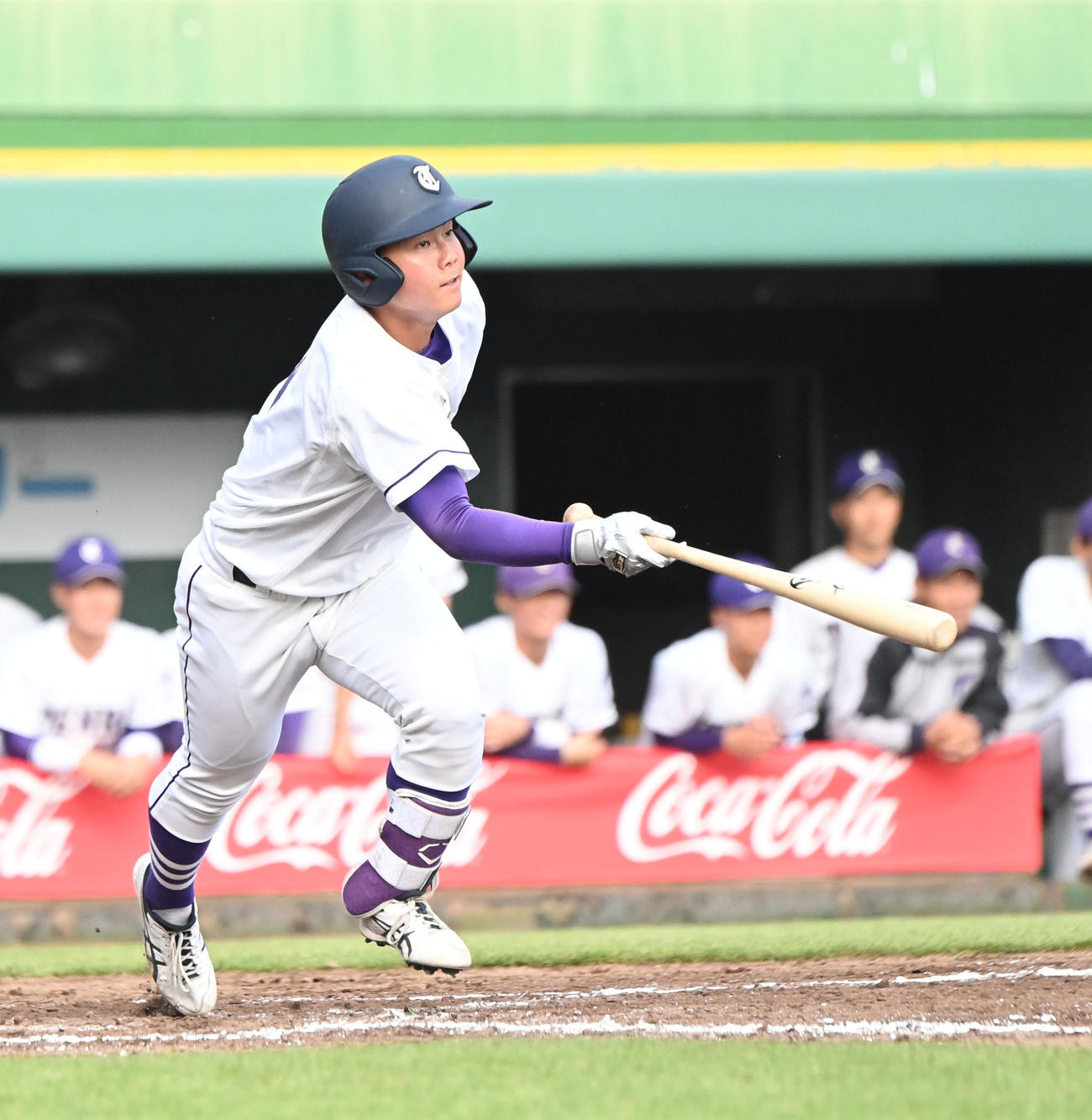 天理大対大阪電通大　3回表天理大1死三塁、天野が右前適時打を放つ（撮影・滝沢美穂子）