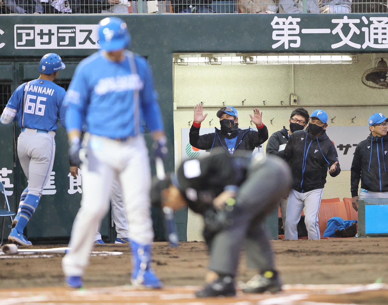 ソフトバンク対日本ハム　1回表日本ハム2死、万波は左越えに先制本塁打を放つ（撮影・梅根麻紀）