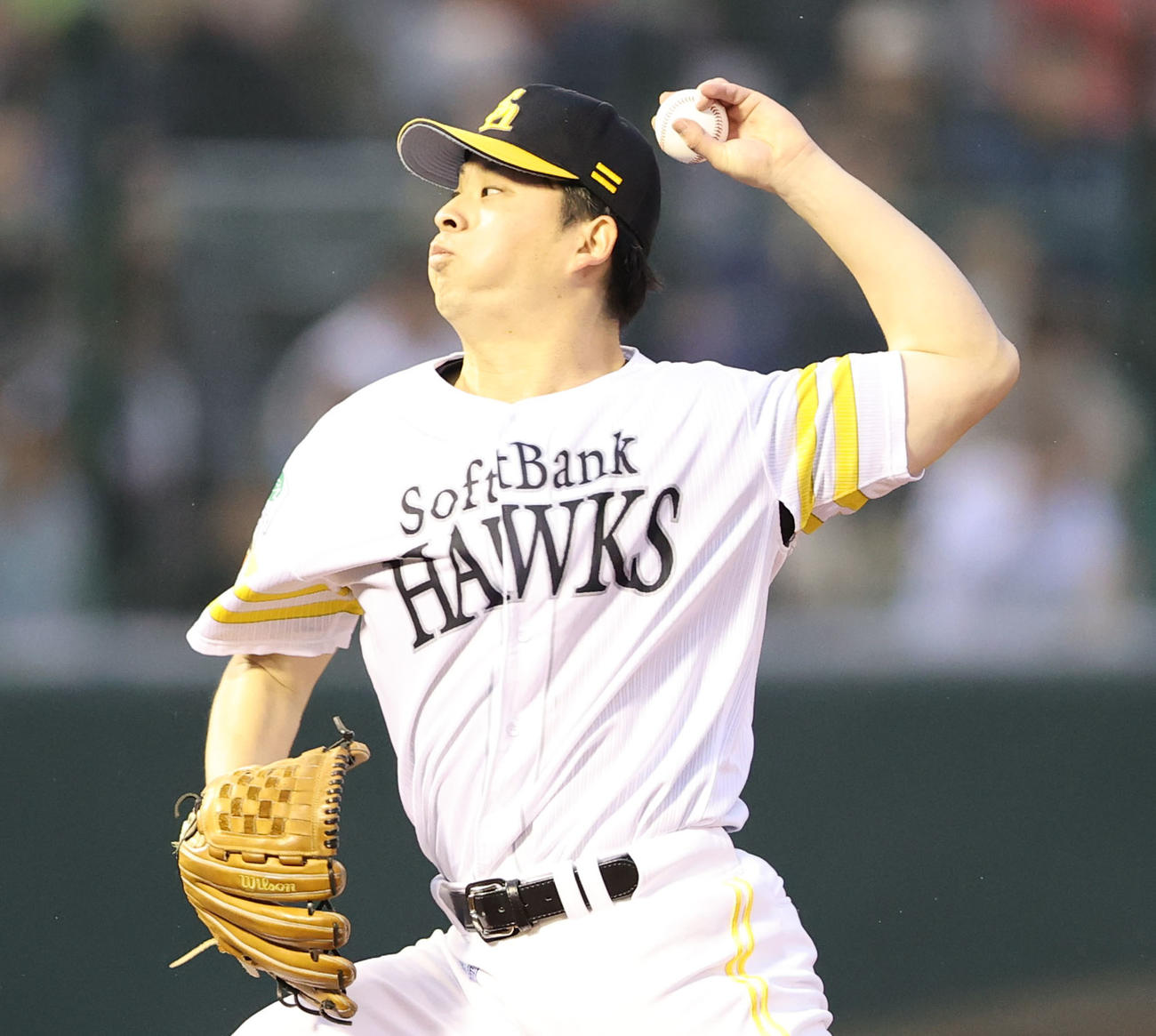 ソフトバンク対日本ハム　先発・大関（撮影・梅根麻紀）