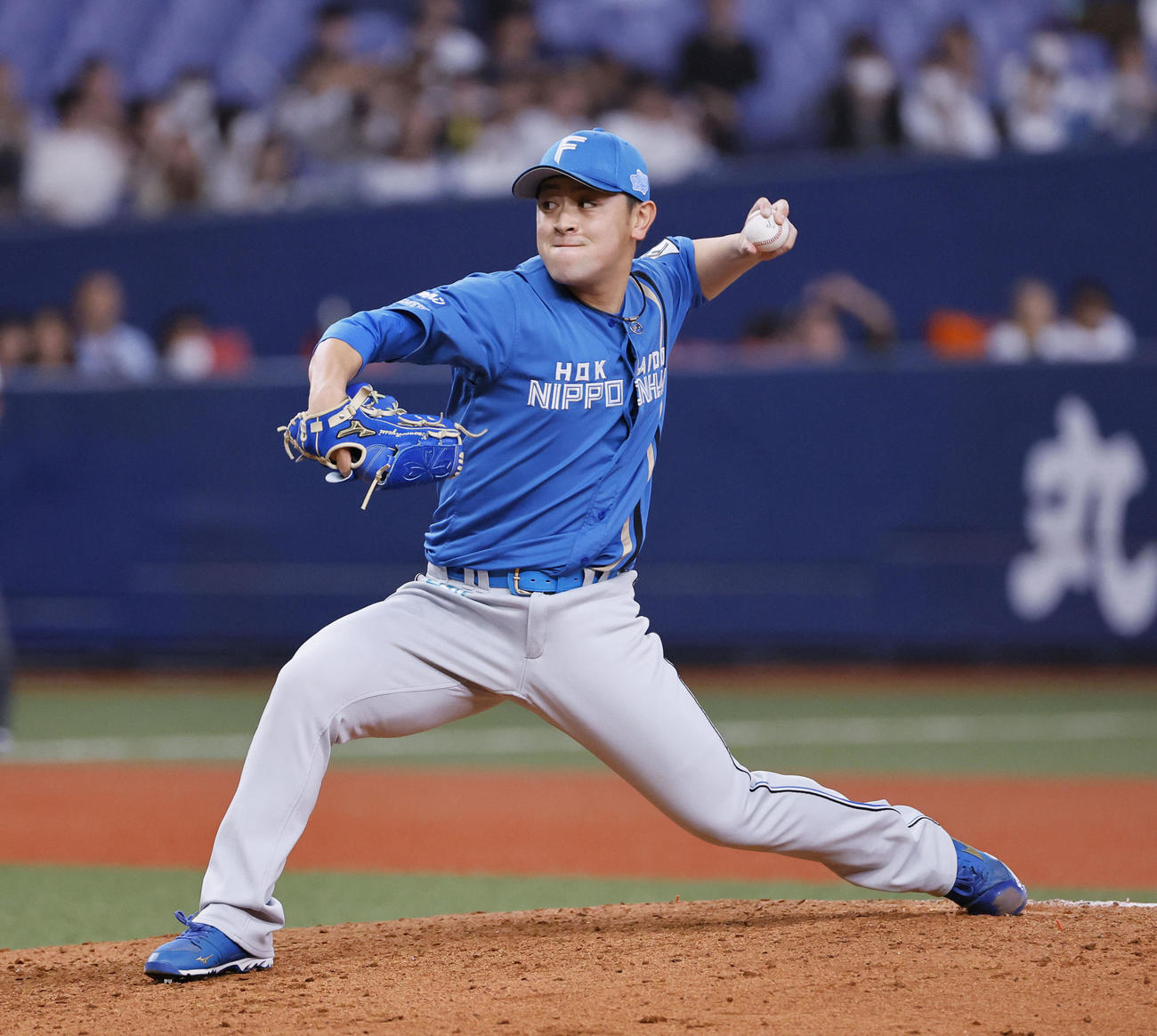 オリックス対日本ハム　7回、2番手で登板した日本ハム河野（撮影・藤尾明華）