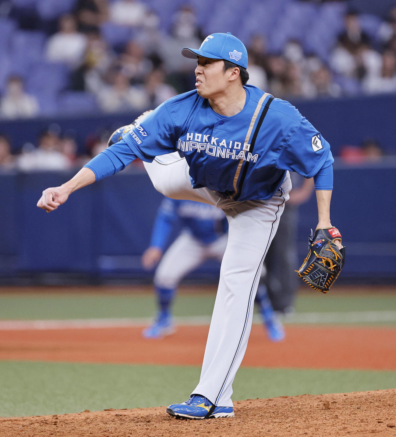 オリックス対日本ハム　9回、に登板した日本ハム田中正（撮影・藤尾明華）
