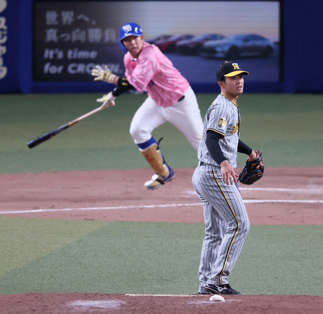 中日対阪神　6回裏中日無死満塁、岡留は宇佐見に左適時打を打たれ失点（撮影・加藤哉）