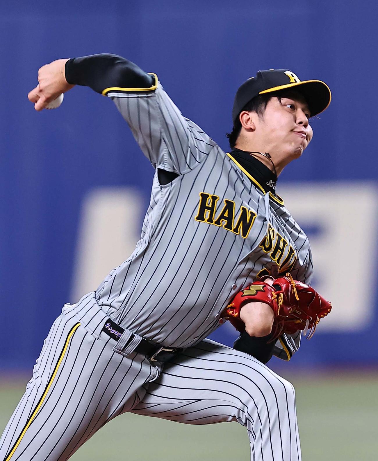 中日対阪神　力投する阪神先発の才木（撮影・上田博志）