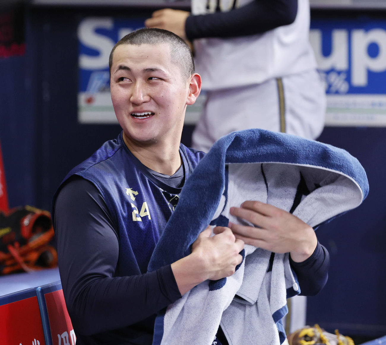 オリックス対日本ハム　丸刈りになったオリックス紅林（撮影・藤尾明華）