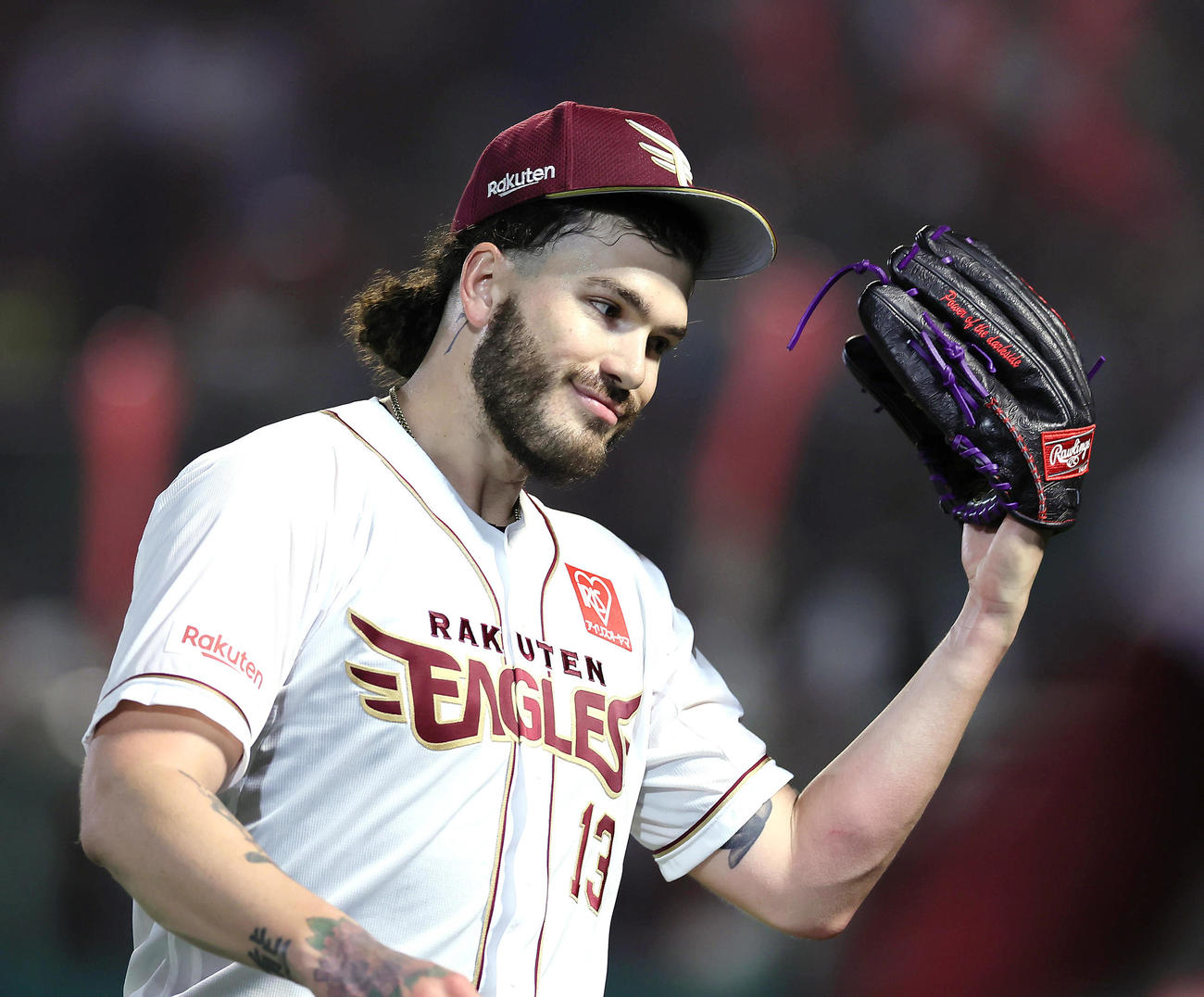 楽天対オリックス　7回2失点で勝利を挙げた楽天ポンセ（撮影・足立雅史）