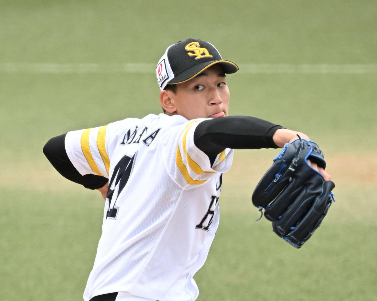 4月7日シート打撃に登板した前田悠伍（撮影・林敢治）