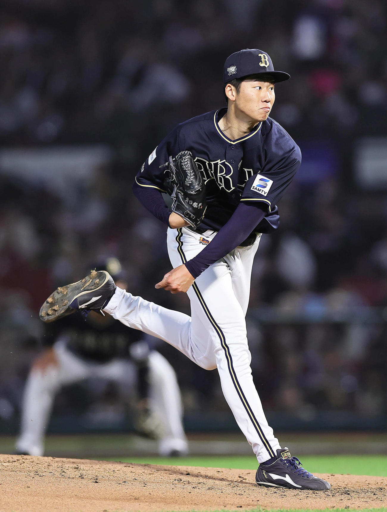 楽天対オリックス　オリックス先発の曽谷（撮影・足立雅史）