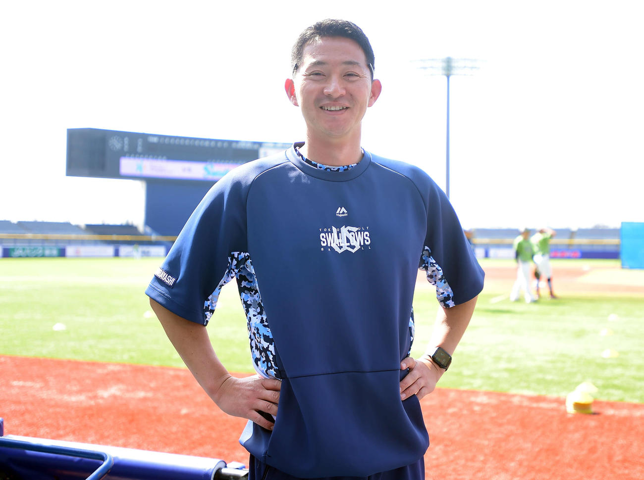 ヤクルトの小林2軍チーフアスレティックトレーナー。「この仕事で新潟に来られることがうれしい」