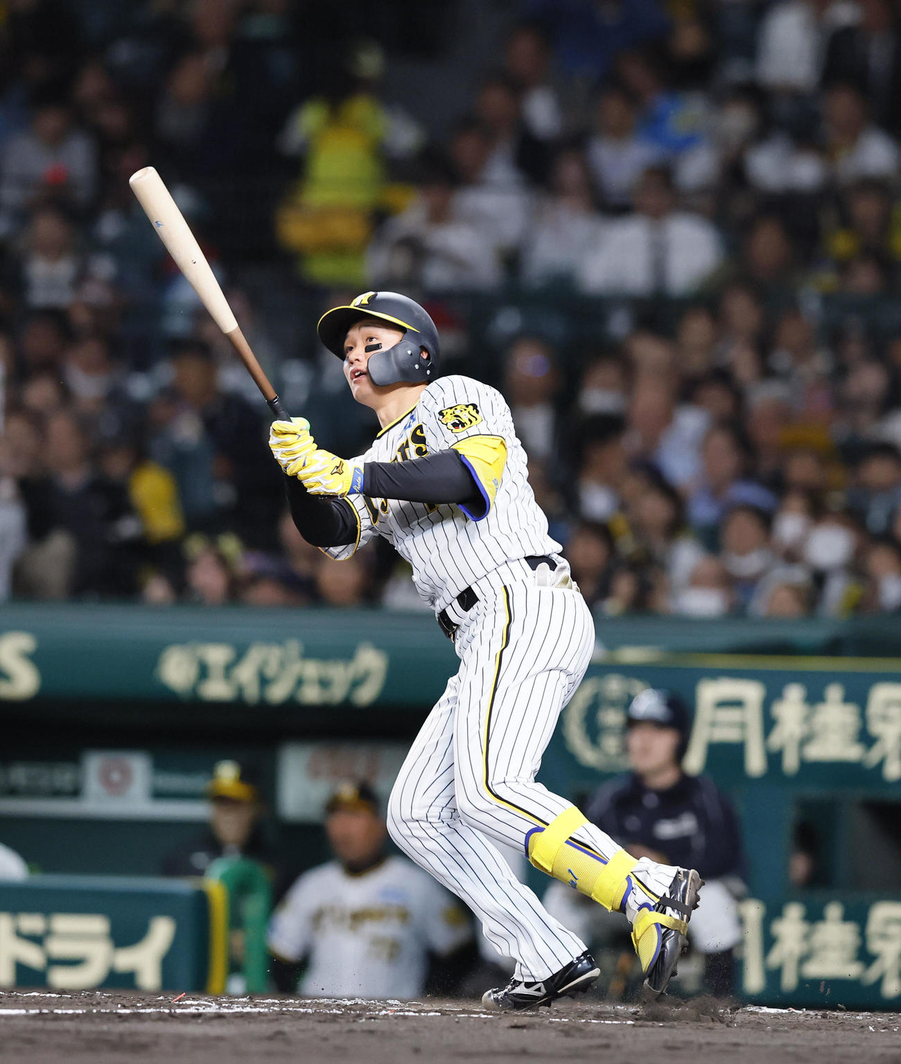 阪神対中日　3回裏阪神1死、森下は左越えに本塁打を放つ（撮影・藤尾明華）
