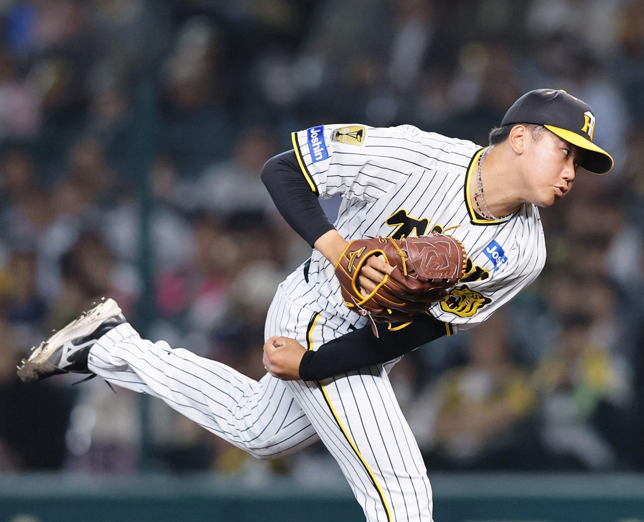 阪神対中日　9回に登板した阪神門別（撮影・藤尾明華）