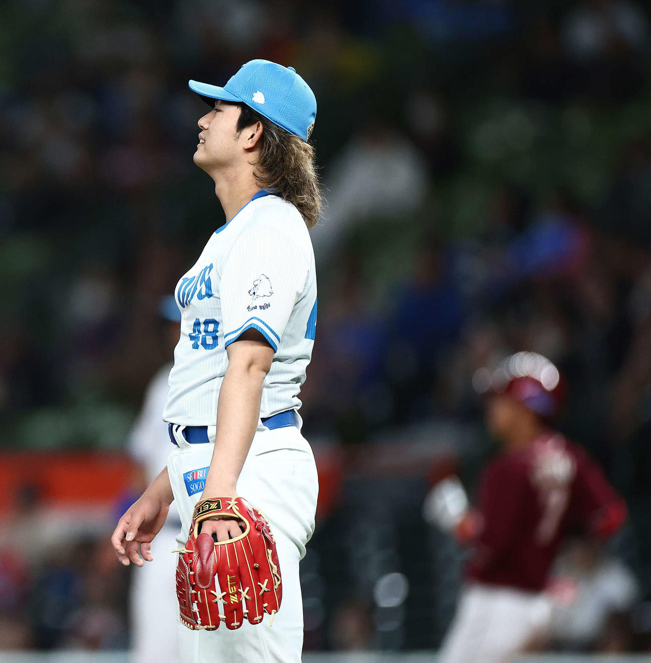 西武対楽天　7回表楽天1死一、三塁、、鈴木大に中前適時打を浴びる今井（撮影・河田真司）