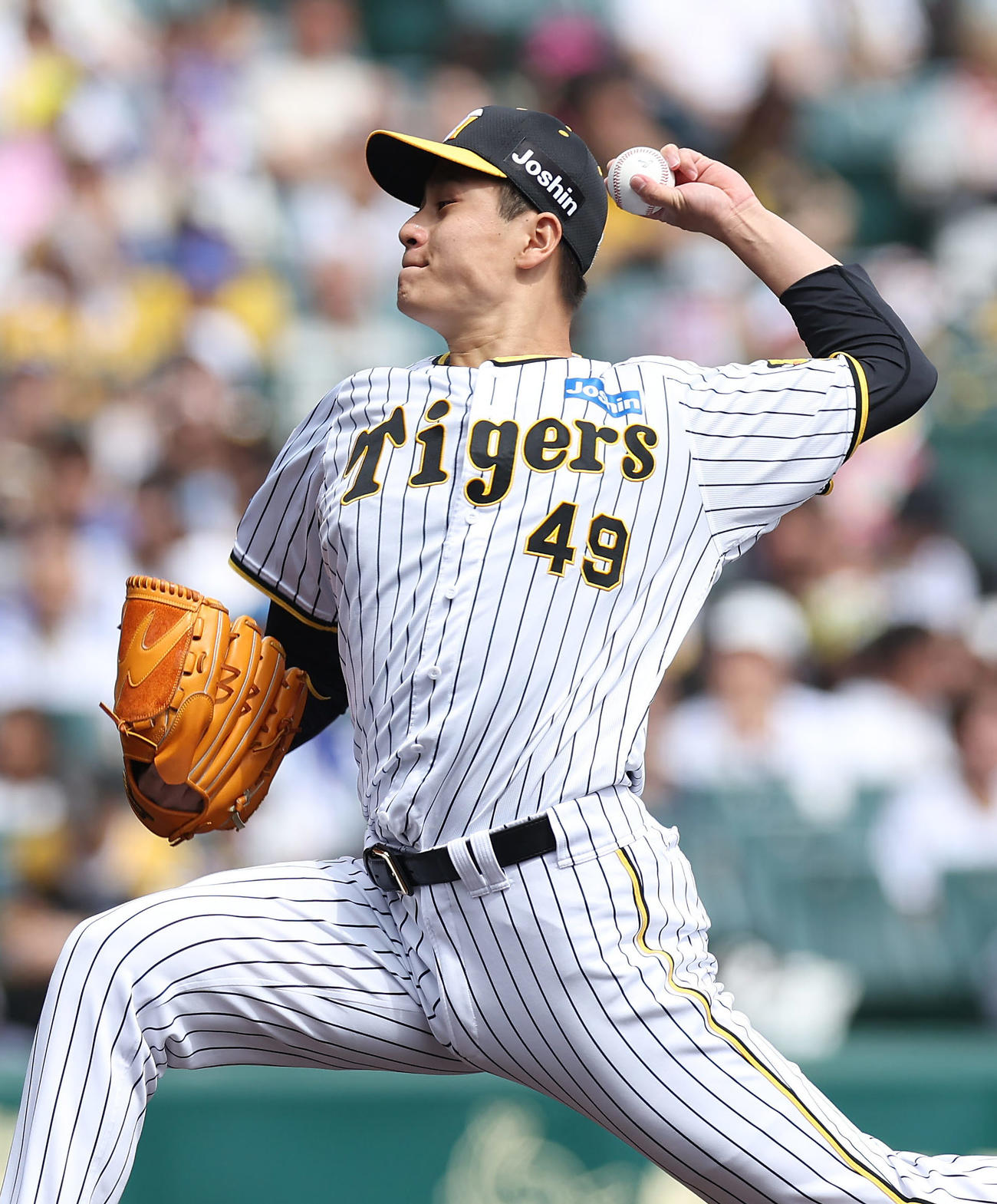 阪神対中日　力投する阪神先発の大竹（撮影・前田充）