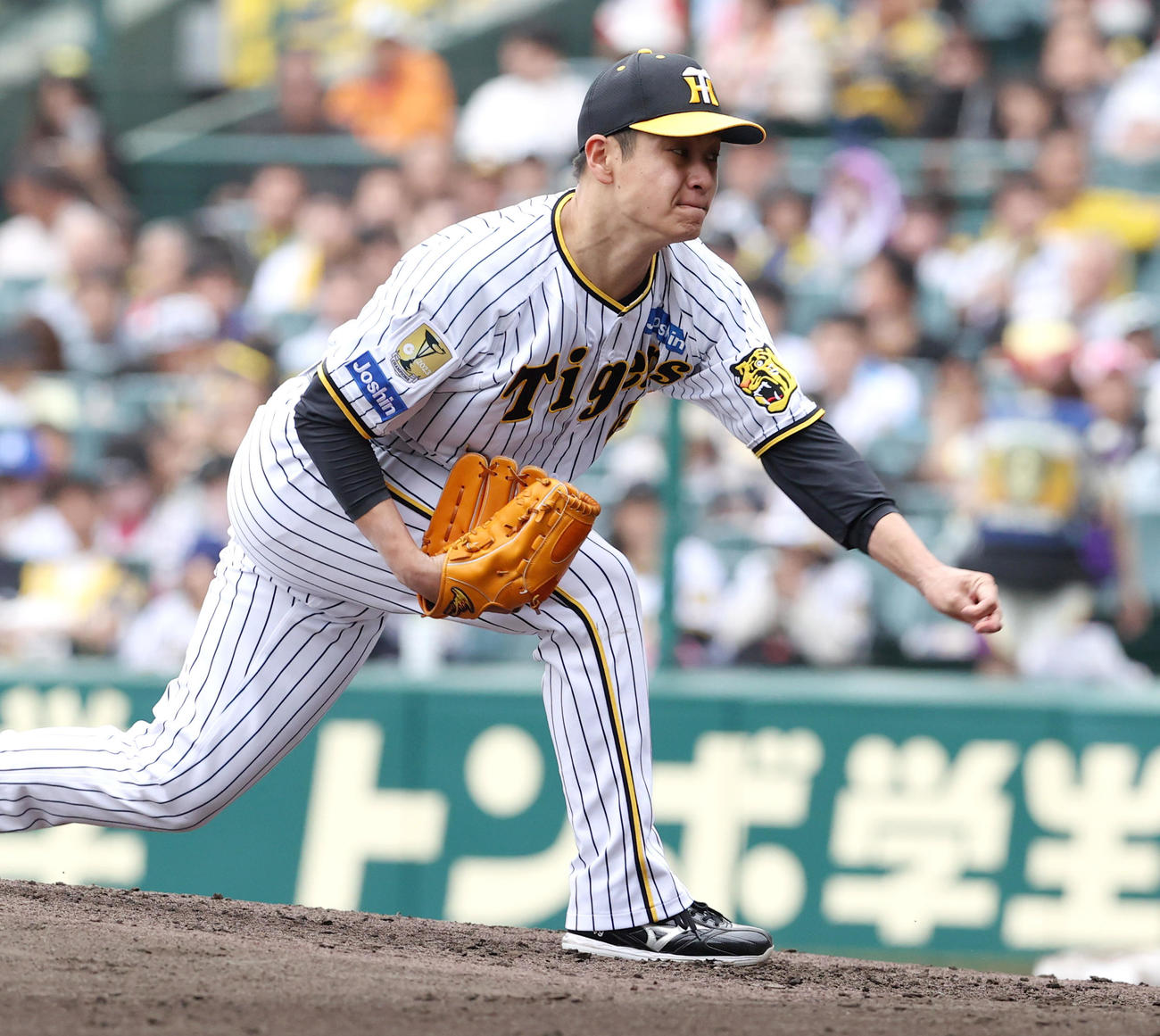 阪神対中日　力投する阪神先発の大竹（撮影・上山淳一）