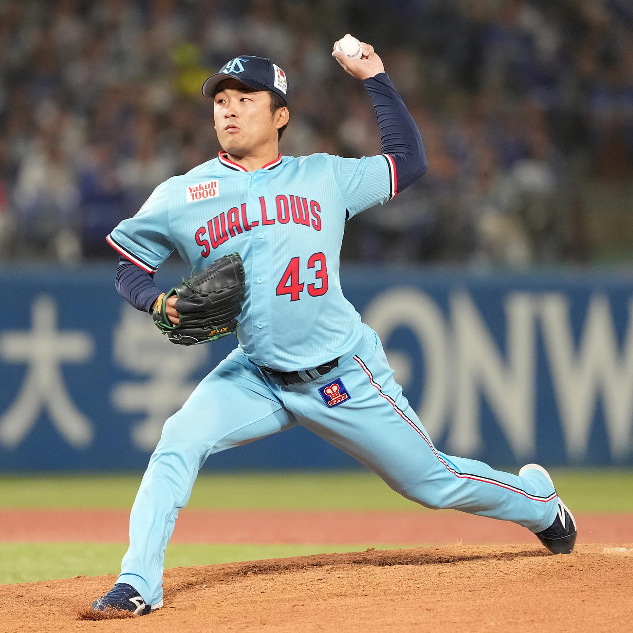 ヤクルト対DeNA 5回表途中から2番手で登板したヤクルト山本（撮影・鈴木みどり）