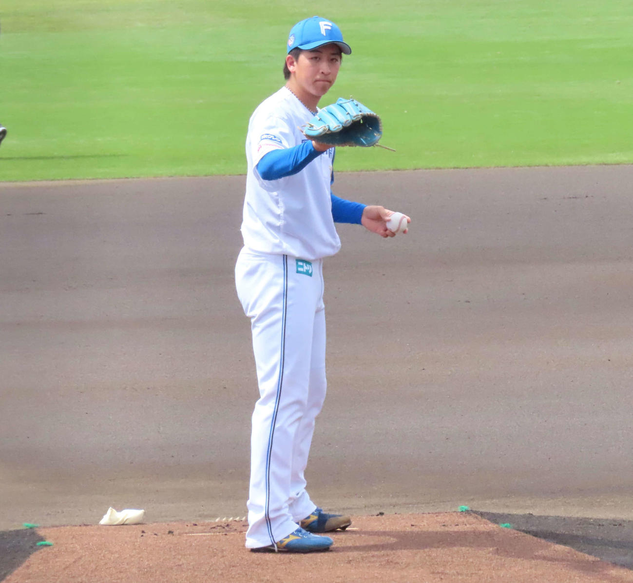 日本ハム対オイシックス　プロ初登板を果たした日本ハム細野（撮影・黒須亮）