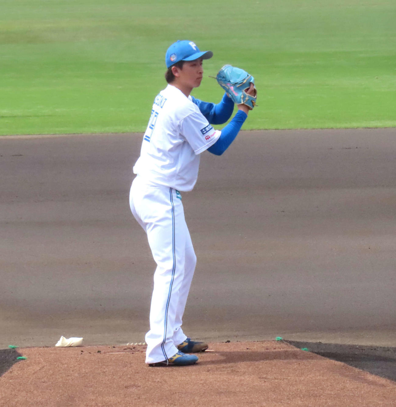 日本ハム対オイシックス　プロ初登板を果たした日本ハム細野（撮影・黒須亮）