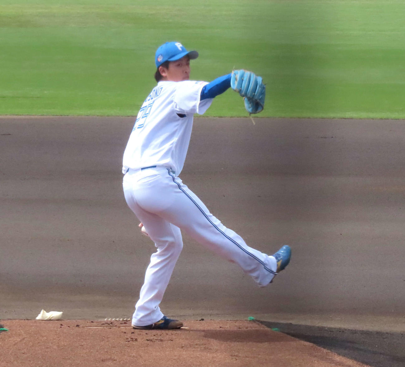 日本ハム対オイシックス　プロ初登板を果たした日本ハム細野（撮影・黒須亮）