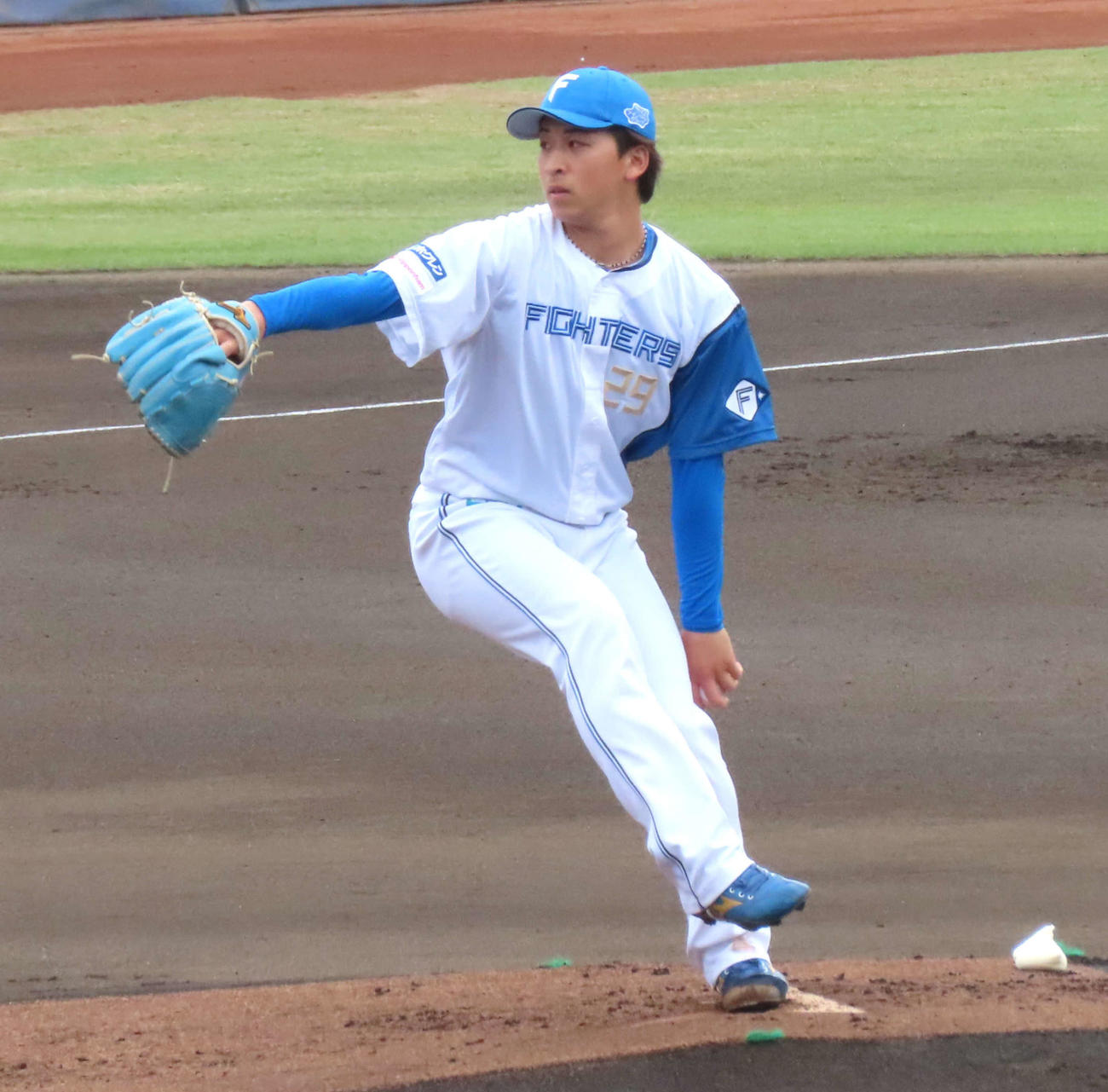 日本ハム対オイシックス　プロ初登板を果たした日本ハム細野（撮影・黒須亮）