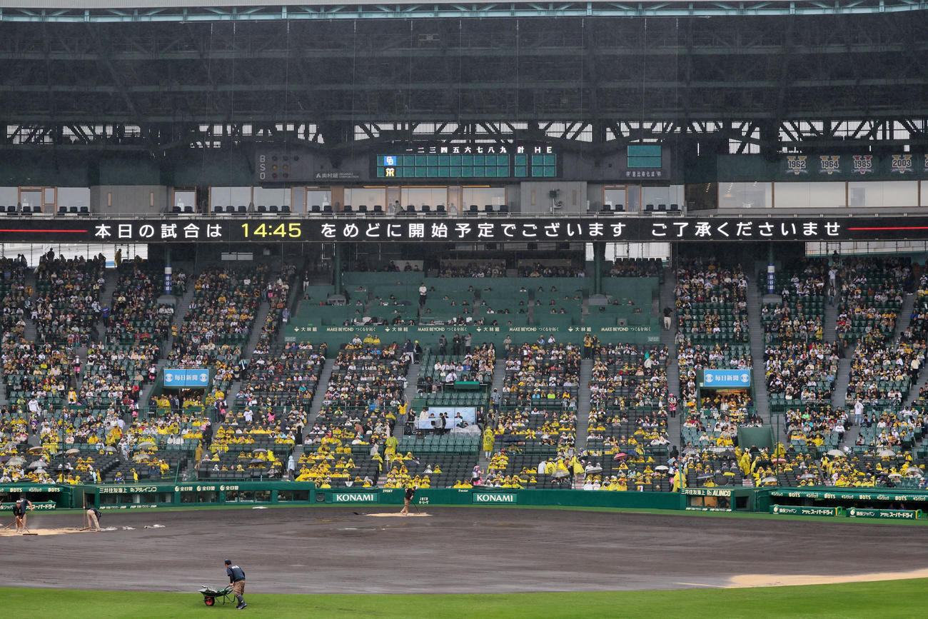 阪神対中日　14時45分をめどに試合開始予定の甲子園球場（撮影・加藤哉）