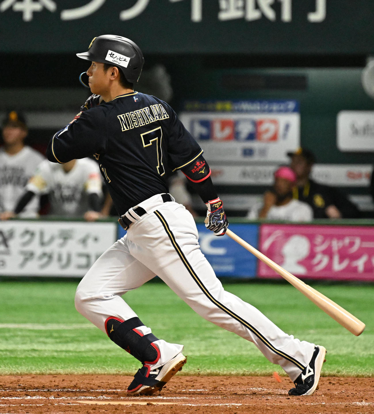 ソフトバンク対オリックス　9回表オリックス2死二塁、西川は適時右二塁打を放つ（撮影・林敢治）