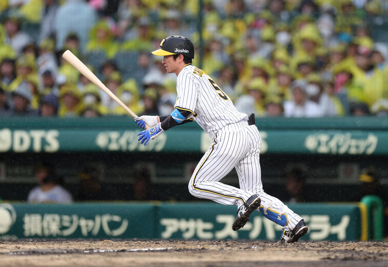 阪神対中日　3回裏阪神1死、右前打を放つ近本（撮影・前田充）