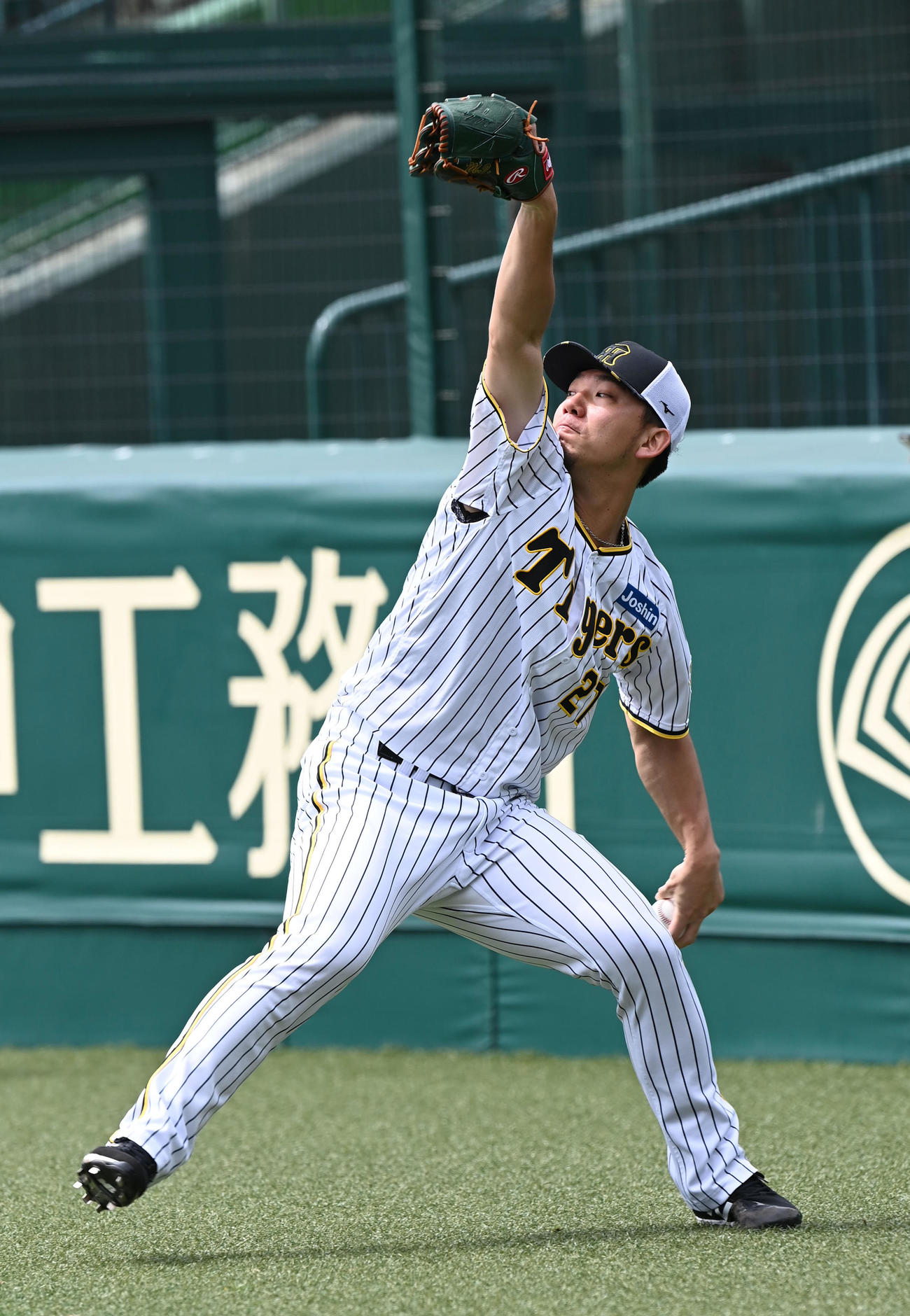 キャッチボールを行う伊藤将（撮影・前岡正明）