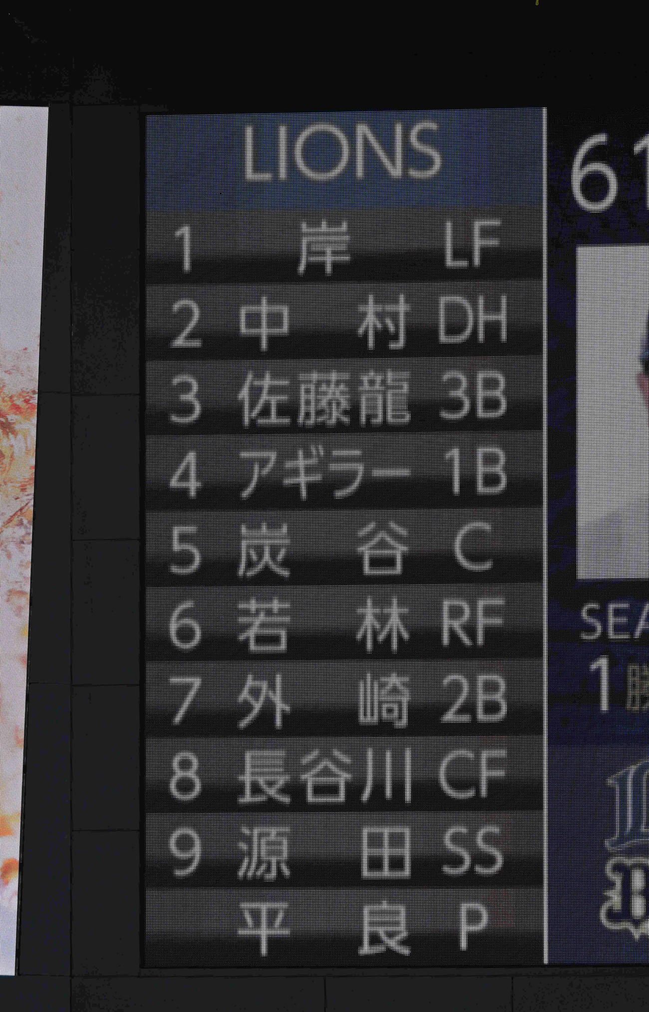 オリックス対西武　西武スタメン（撮影・前岡正明）