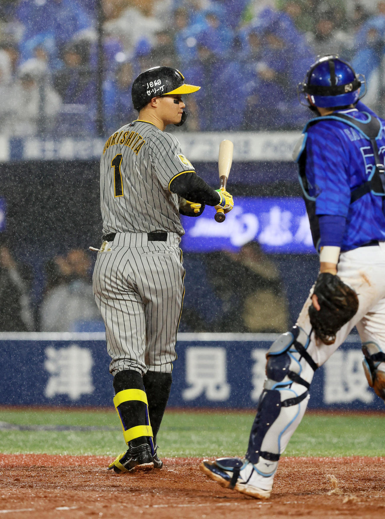 DeNA対阪神　5回表阪神1死一、三塁、四球を選ぶ森下（撮影・加藤哉）