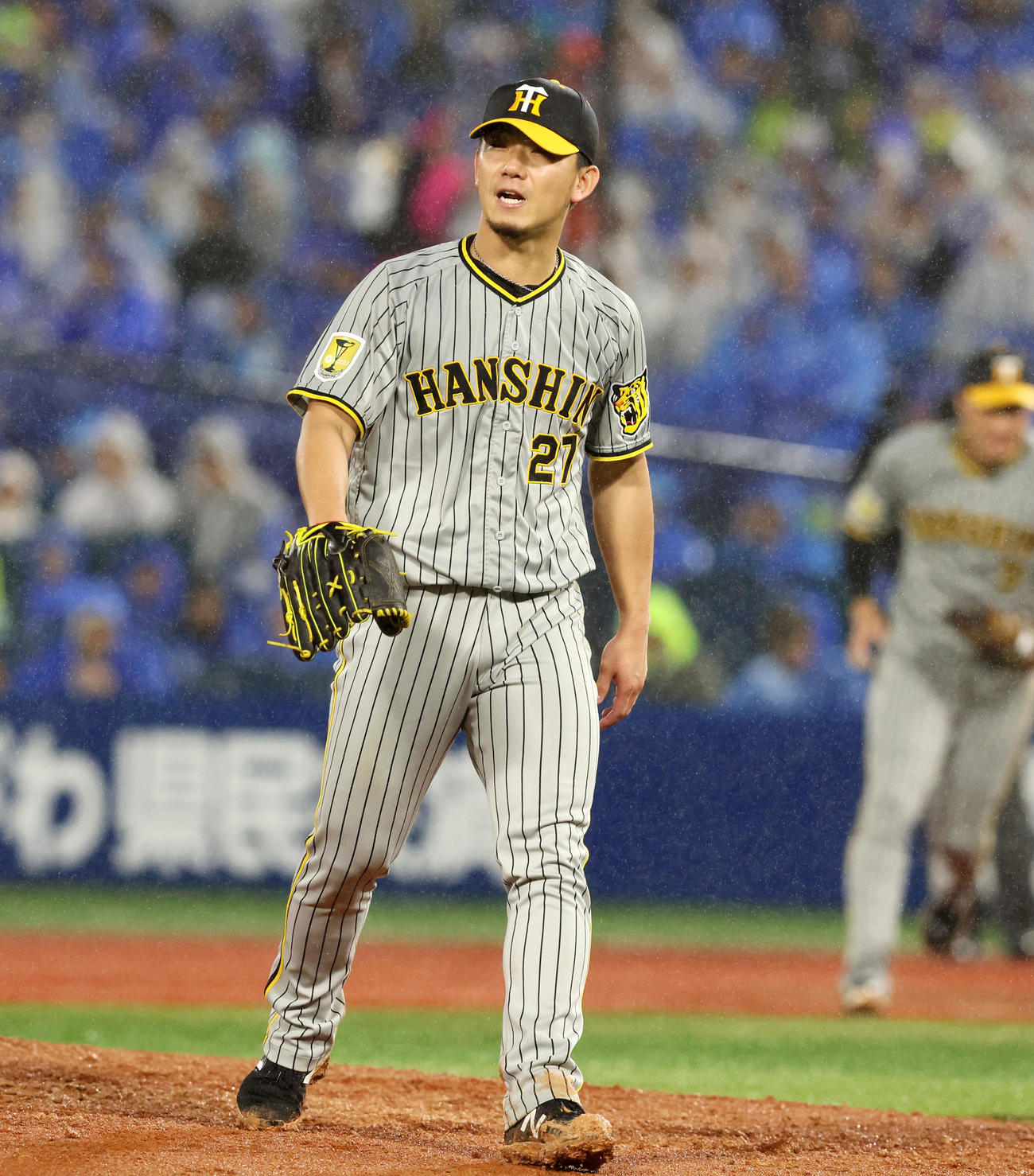 DeNA対阪神　5回裏を終えノーヒットノーランでベンチへ引き揚げる伊藤将（撮影・加藤哉）