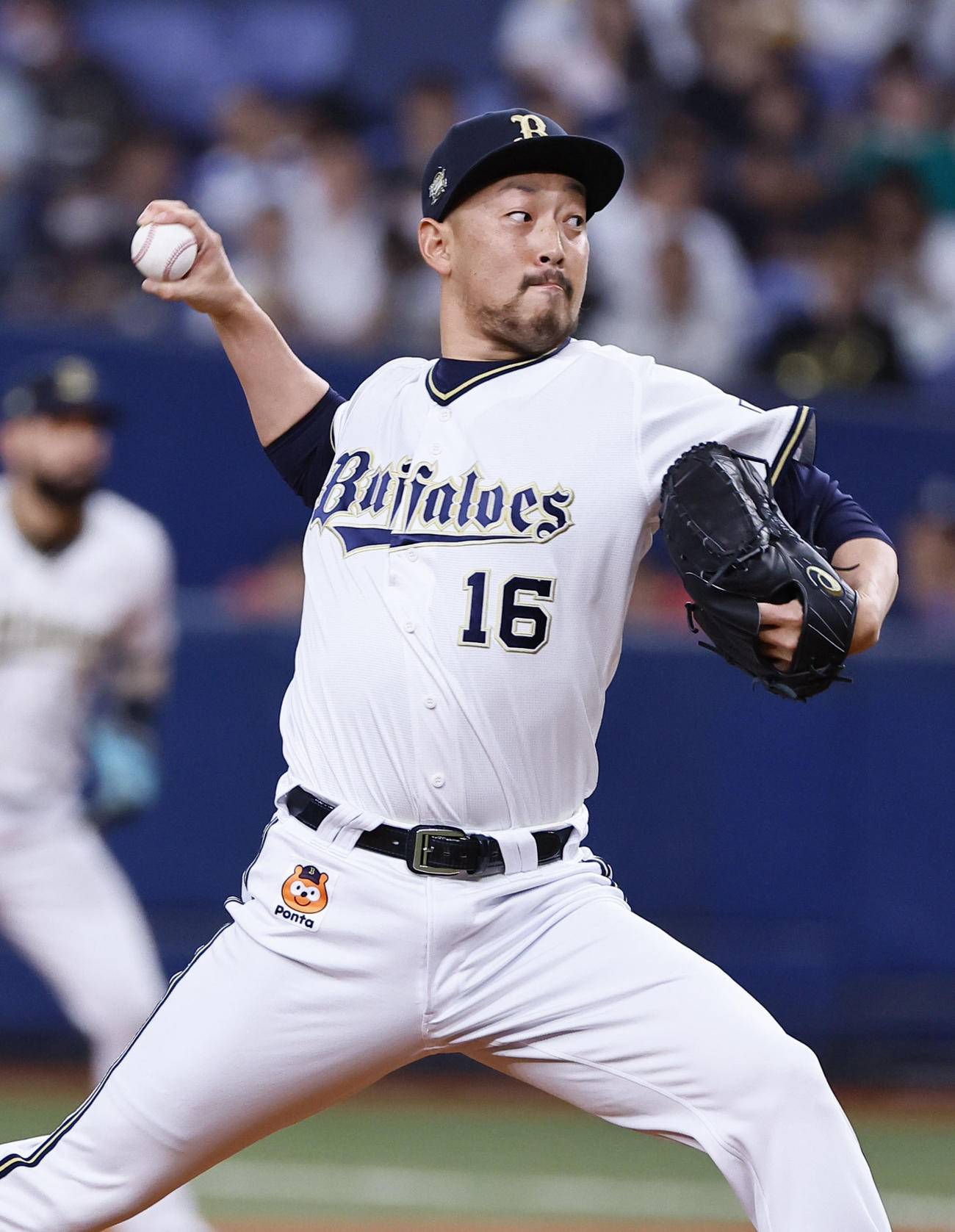 オリックス対西武　9回、3番手で登板したオリックス平野佳（撮影・藤尾明華）