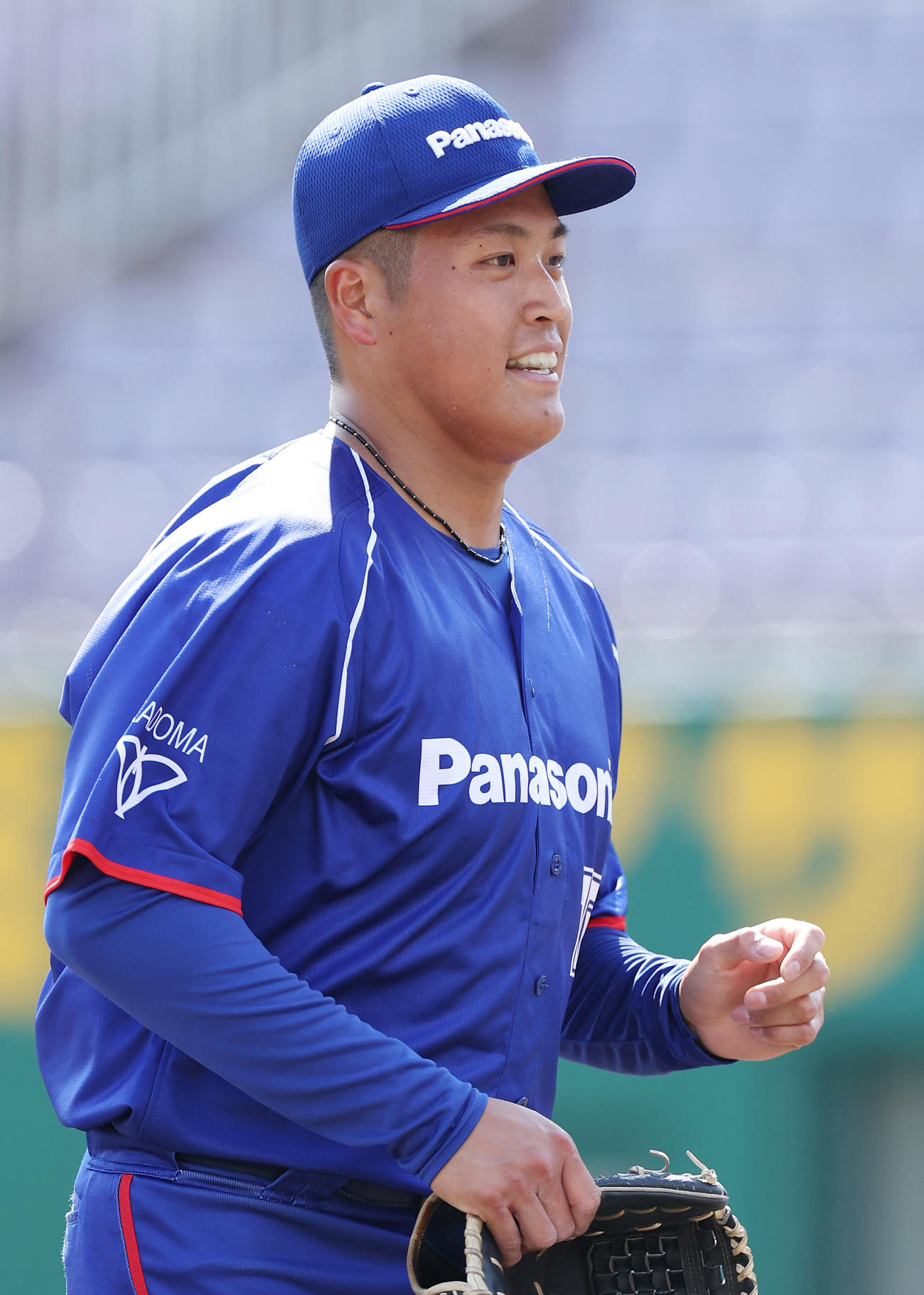 パナソニック対シティライト岡山　笑顔を見せるパナソニック・定本（撮影・前田充）