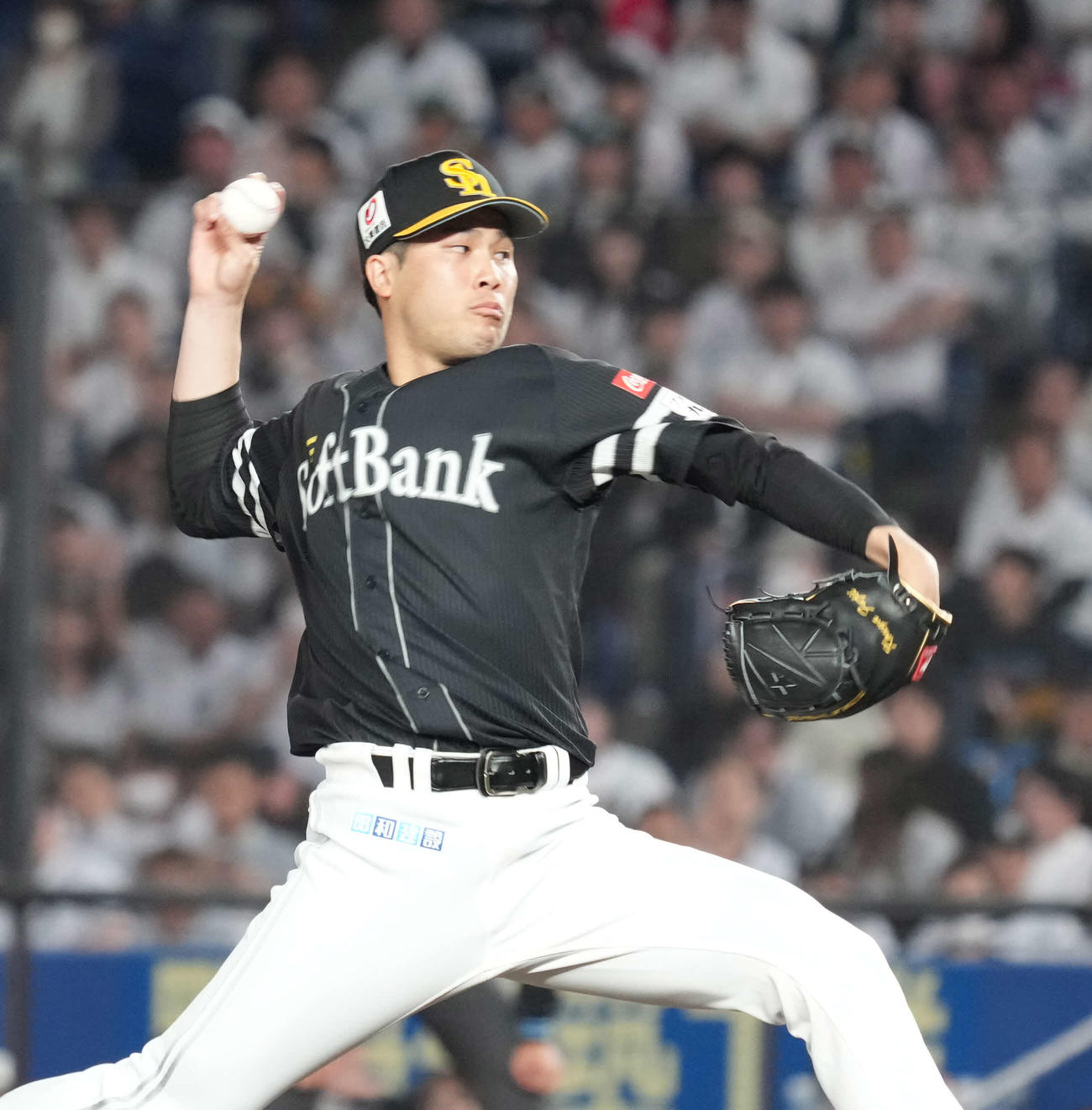 ロッテ対ソフトバンク　ソフトバンク2番手で登板したソフトバンク藤井（撮影・小沢裕）