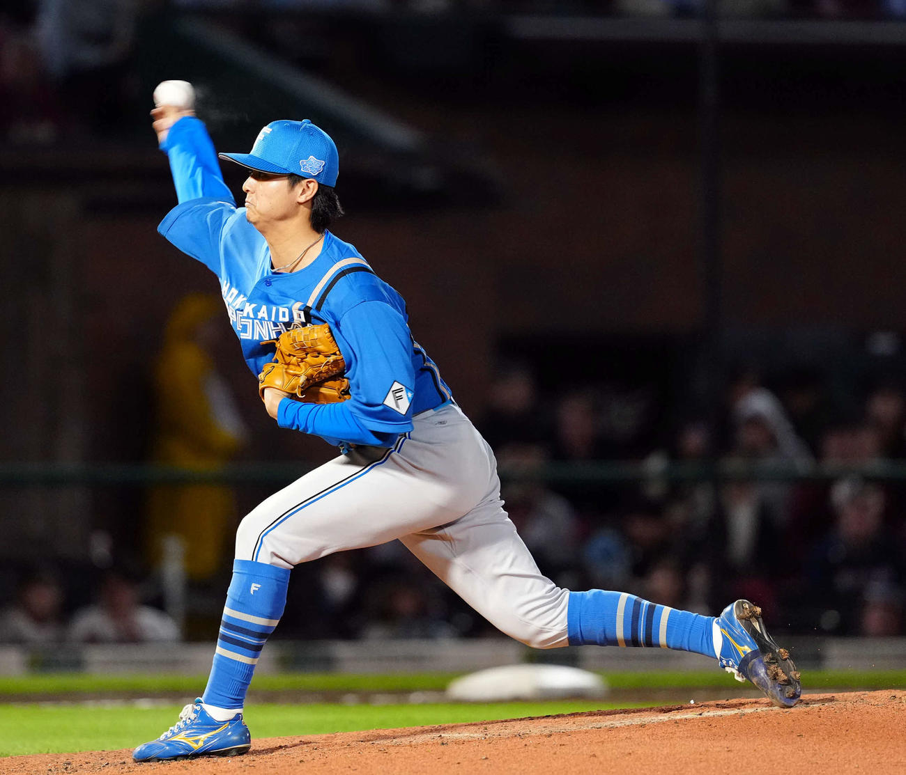 楽天対日本ハム　5回からマウンドに上がった日本ハム田中瑛（撮影・たえ見朱実）