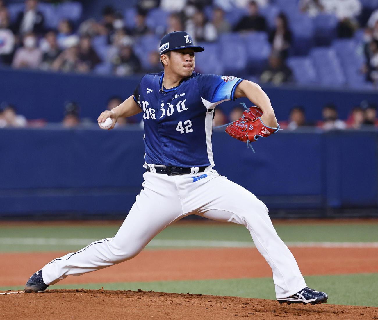 オリックス対西武　オリックス戦に先発した西武ボー（撮影・藤尾明華）