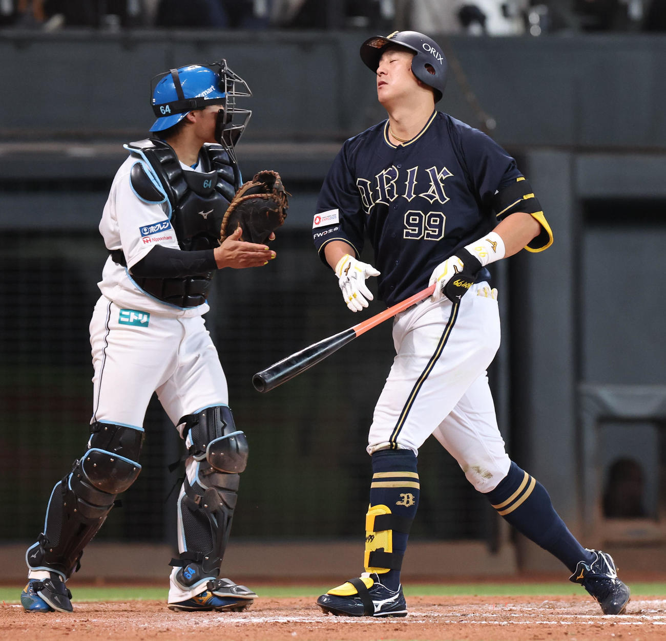 日本ハム対オリックス　7回表オリックス1死満塁、杉本は三振に倒れる（撮影・佐藤翔太）