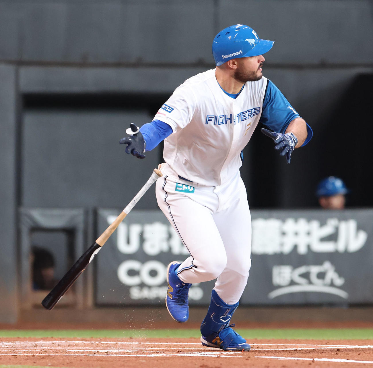 日本ハム対オリックス　1回裏日本ハム1死二塁、マルティネスは左前打を放つ（撮影・佐藤翔太）