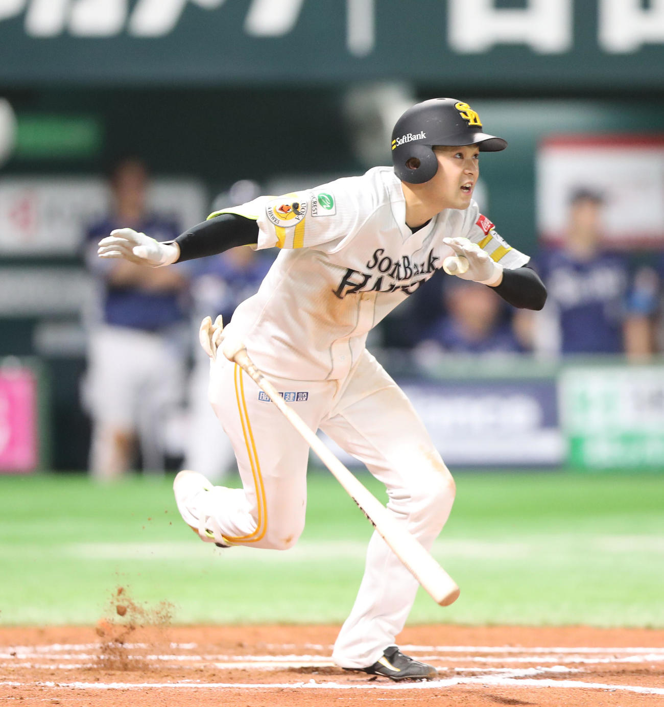 ソフトバンク対西武　延長10回裏ソフトバンク1死一、三塁、川瀬は右前にサヨナラとなる適時打を放つ（撮影・梅根麻紀）