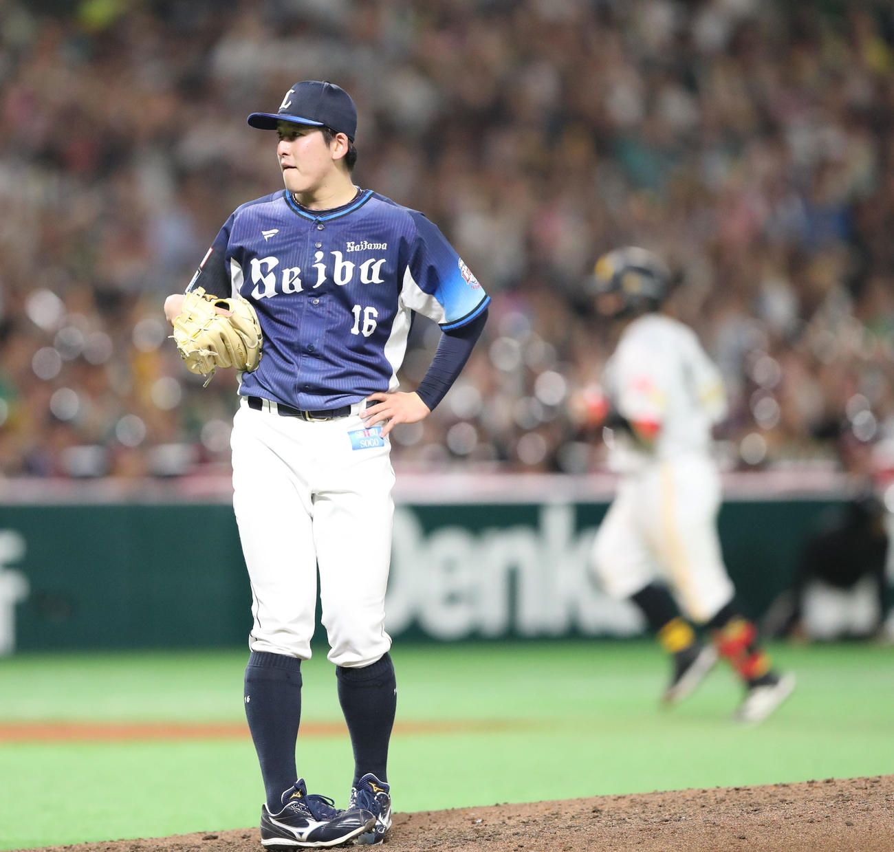 ソフトバンク対西武　7回裏ソフトバンク2死、甲斐に左越え勝ち越し本塁打を浴びた隅田（撮影・梅根麻紀）