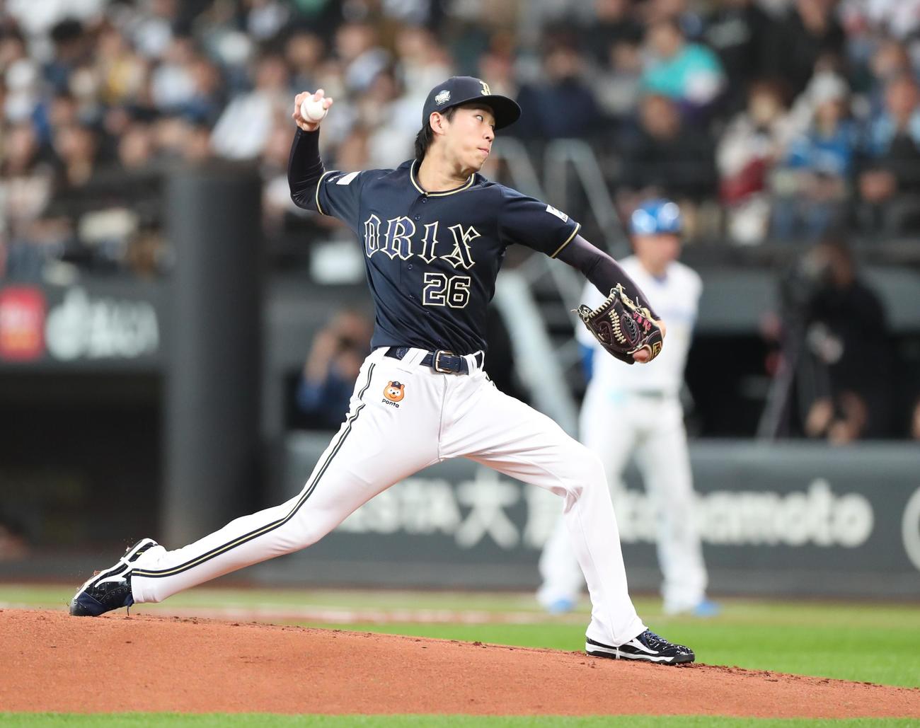 日本ハム対オリックス　オリックス先発の斎藤（撮影・黒川智章）