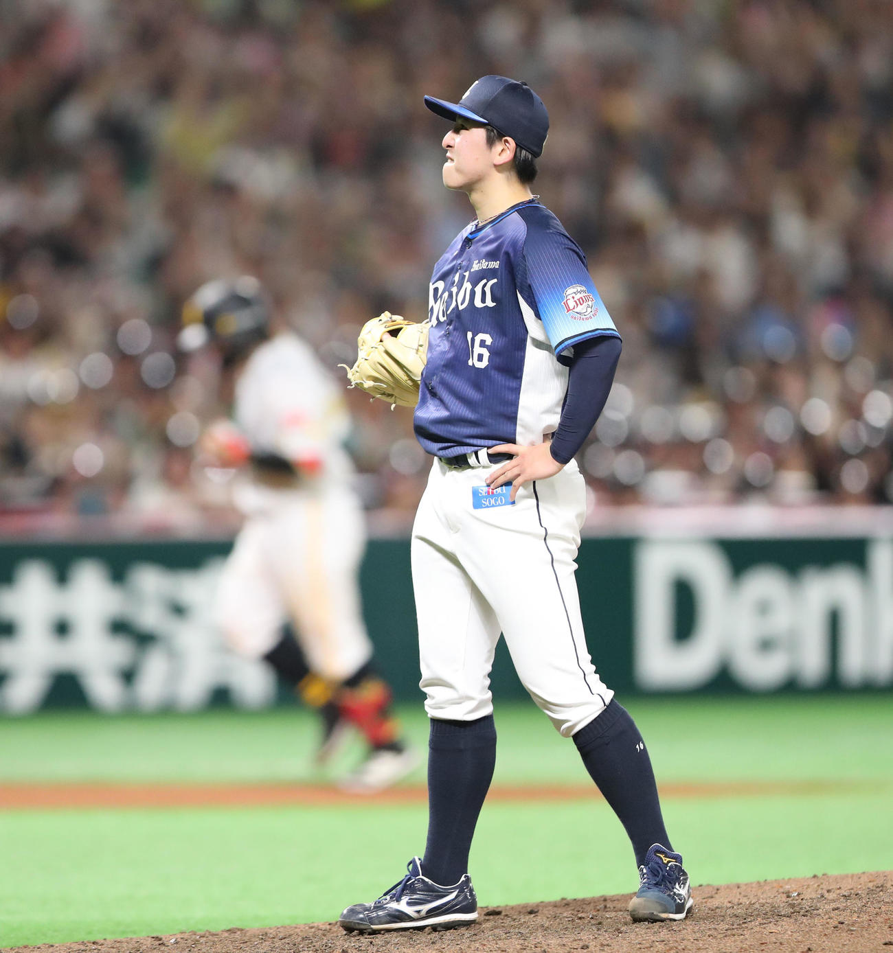 ソフトバンク対西武　7回裏ソフトバンク2死、甲斐に左越え勝ち越し本塁打を浴びた隅田（撮影・梅根麻紀）